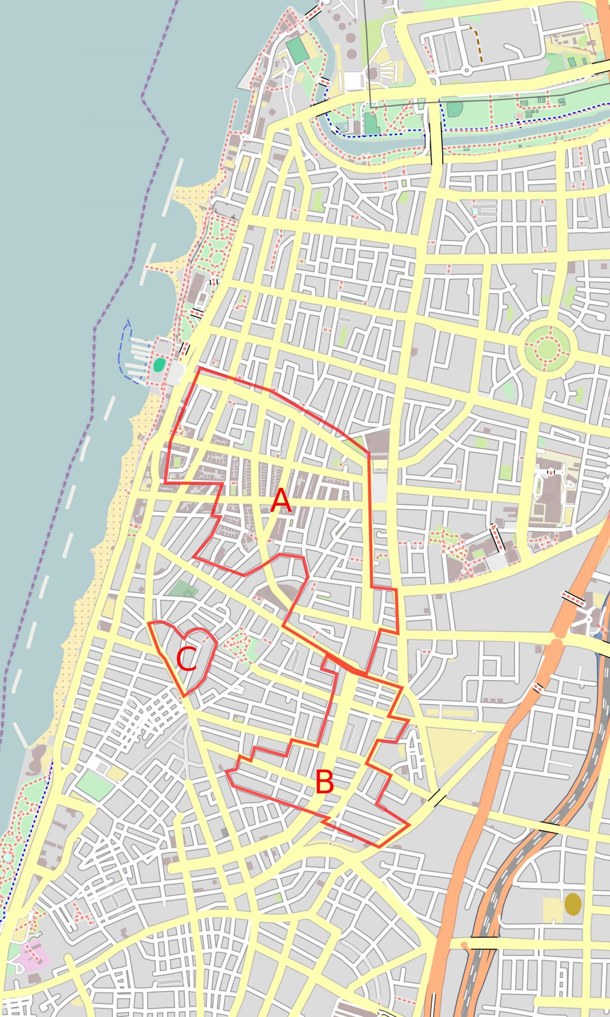 carte de la ville blanche de Tel-Aviv