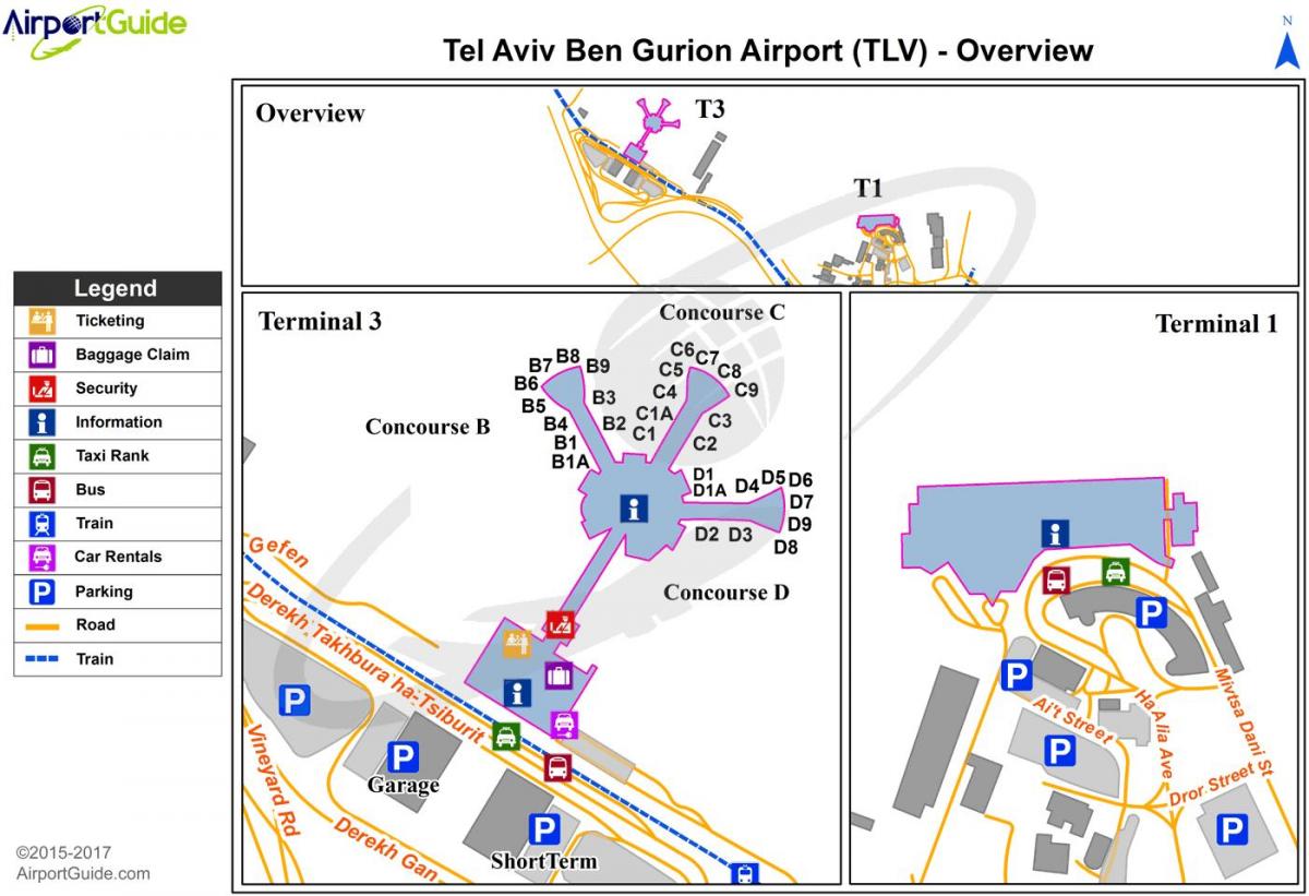 carte de l'aéroport ben gourion