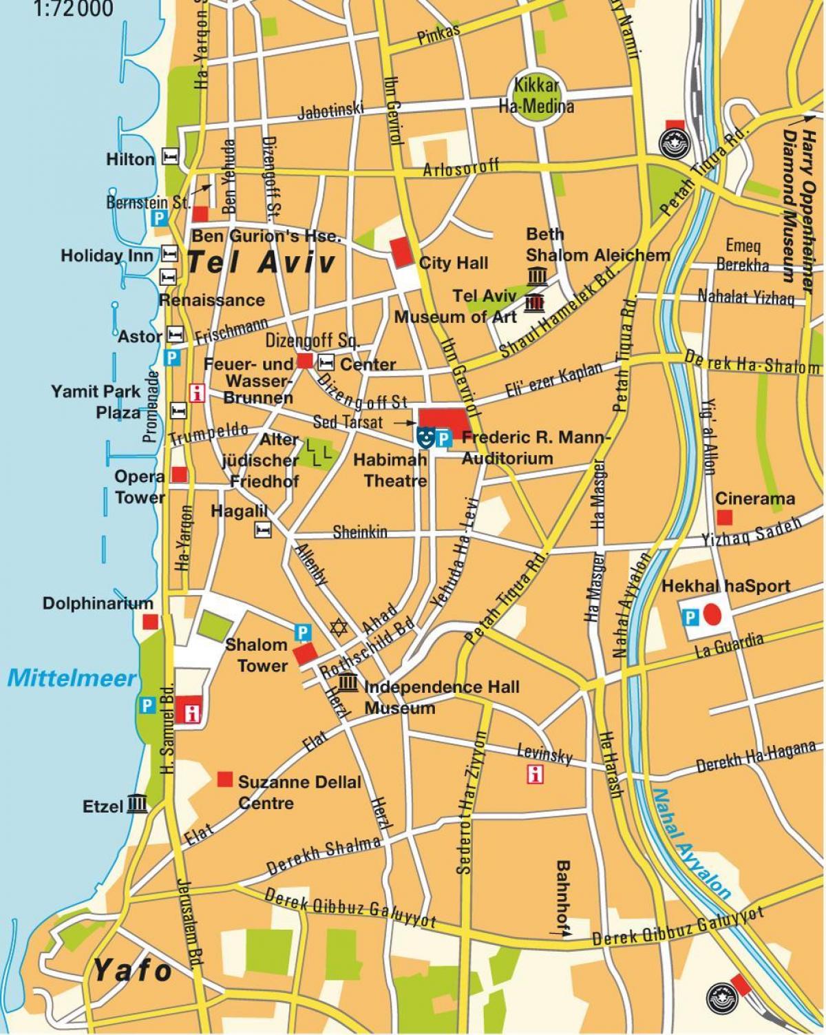 carte de la région de Tel Aviv
