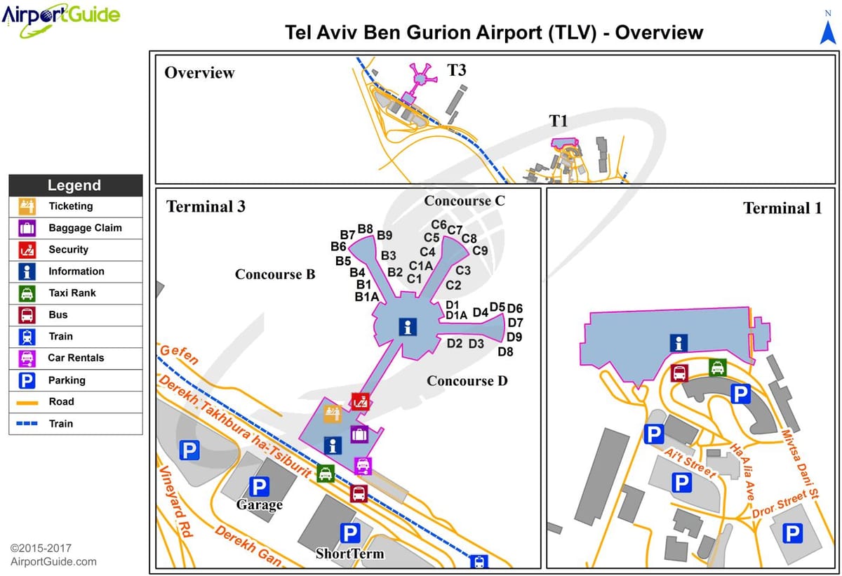 l'aéroport international ben gourion de la carte