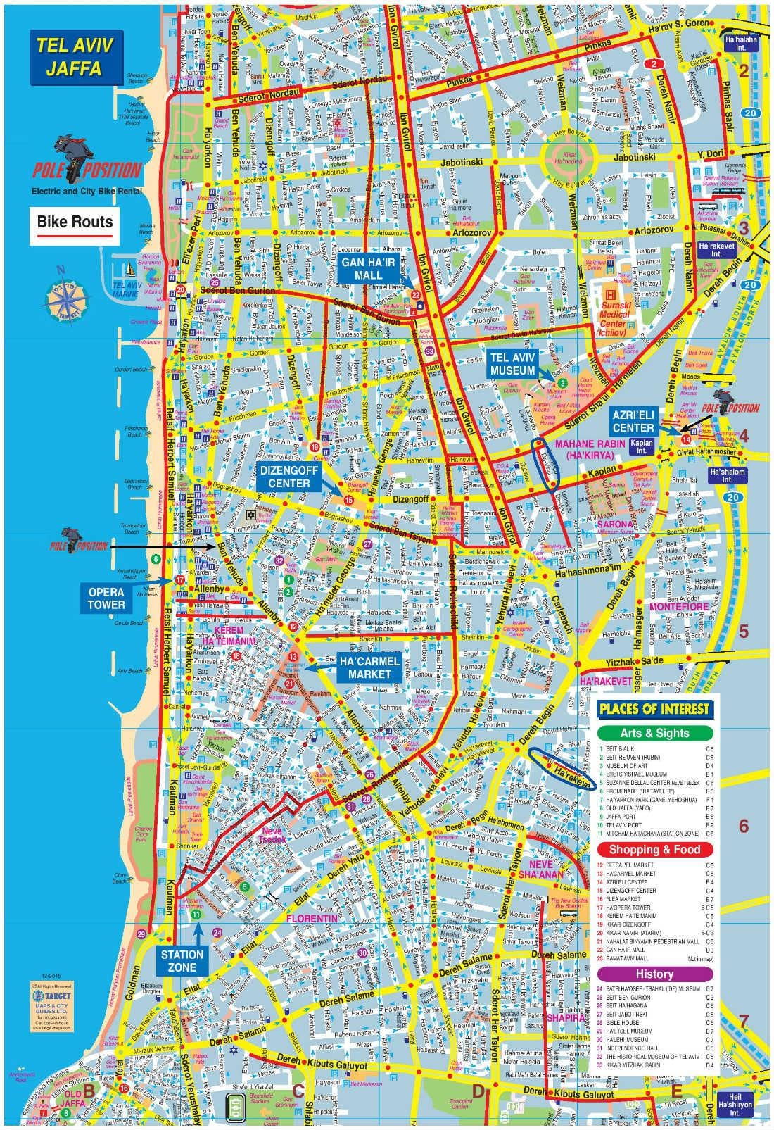 carte de Tel Aviv vélo